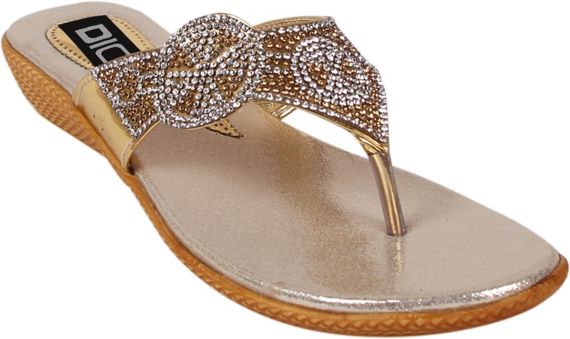 Dicy Dicy Casual Flats Sandal For Women Ladies And Girls Golden Color...