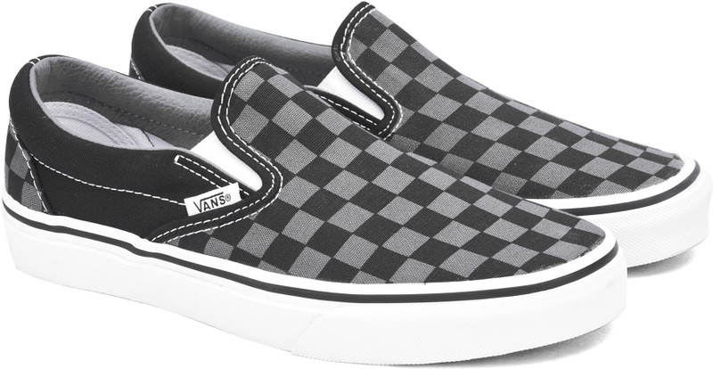 Vans CLASSIC SLIP-ON Men Loafers For Men(Black, Grey) Vans CLASSIC SLIP-ON Men Loafers For Men(Black, Grey)