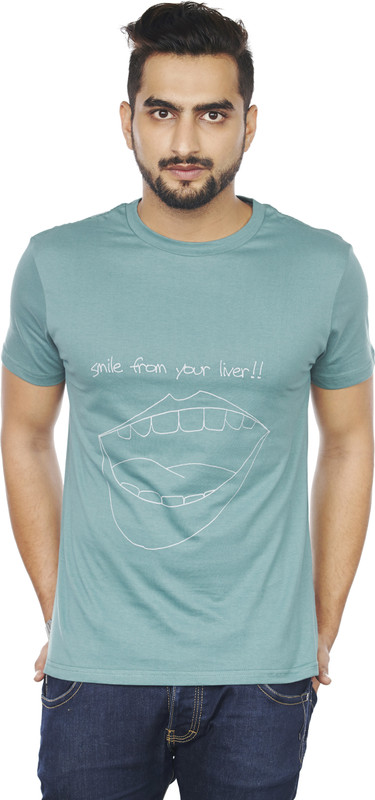 Sentido Graphic Print Men Round Neck Dark Green T-Shirt