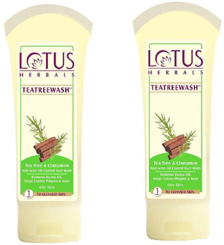 Lotus Herbals Tea Tree and Cinnamon Anti Acne Oil Control Face Wash (Pack of 2) Face Wash(80 g)