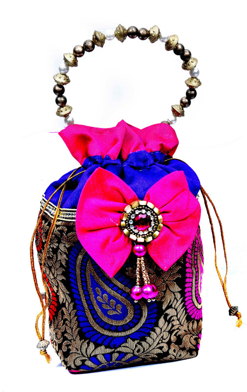 Craft Trade Designer Pink Flower Women Potli Bag Potli(Pink)