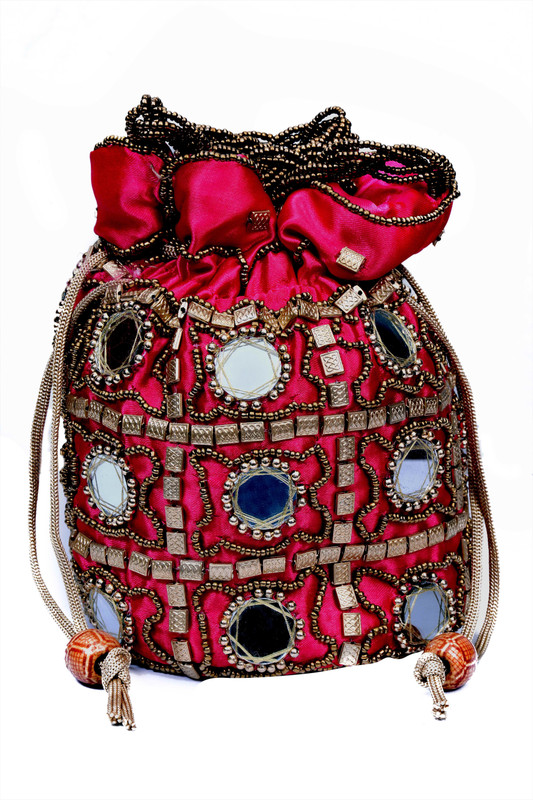 Craft Trade Silk Dark Pink Ethnic Rajasthani Potli Bag Potli(Pink)