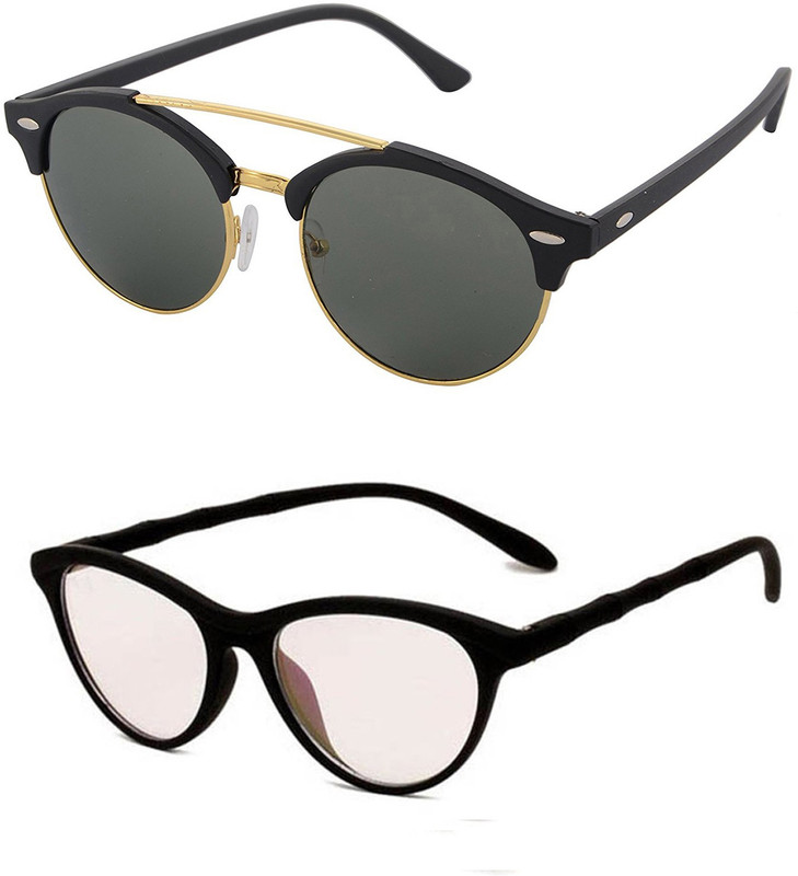 Aventus Round, Cat-eye Sunglasses(Green, Clear)