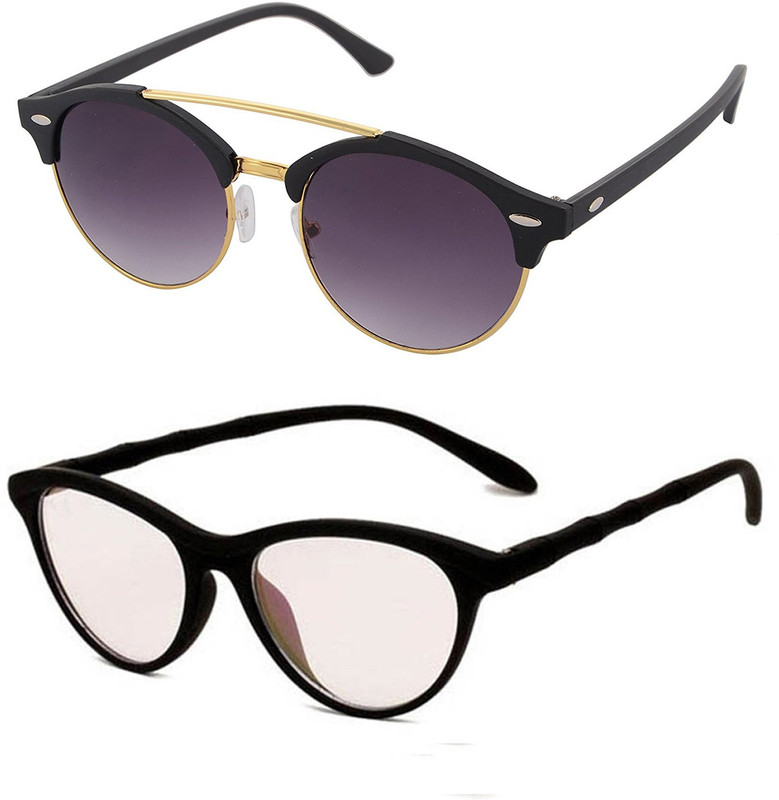 Aventus Round, Cat-eye Sunglasses(Black, Clear)