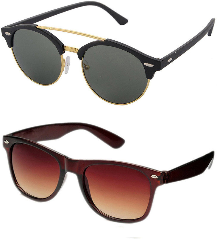 Aventus Round, Wayfarer Sunglasses(Green, Brown)