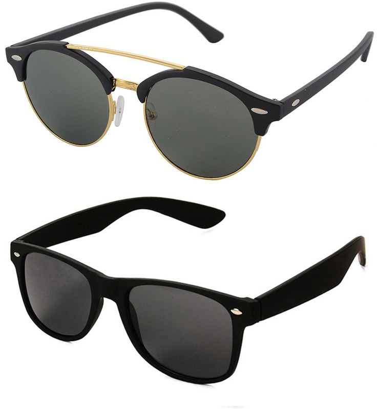 Aventus Round, Wayfarer Sunglasses(Green, Black)