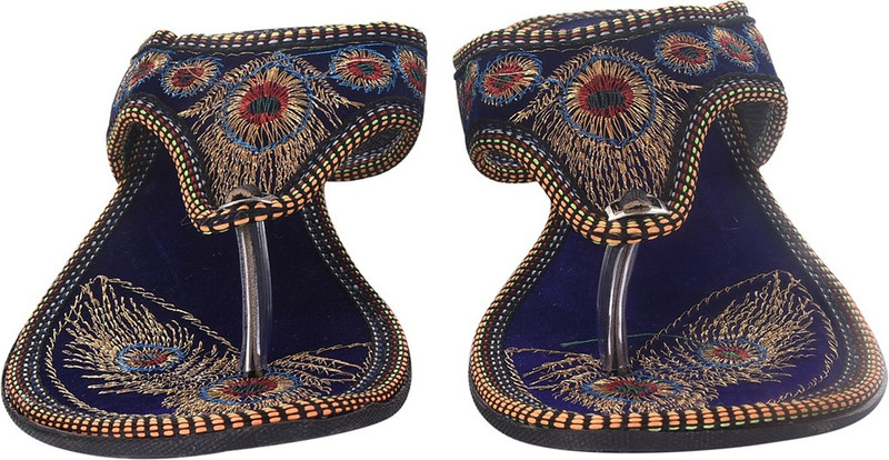 Vanshi Fashions Women Blue, Gold Flats Vanshi Fashions Women Blue, Gold Flats