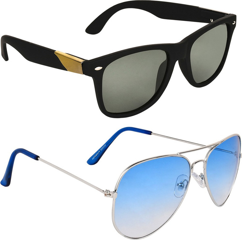 Zyaden Wayfarer, Aviator Sunglasses(Black, Blue)