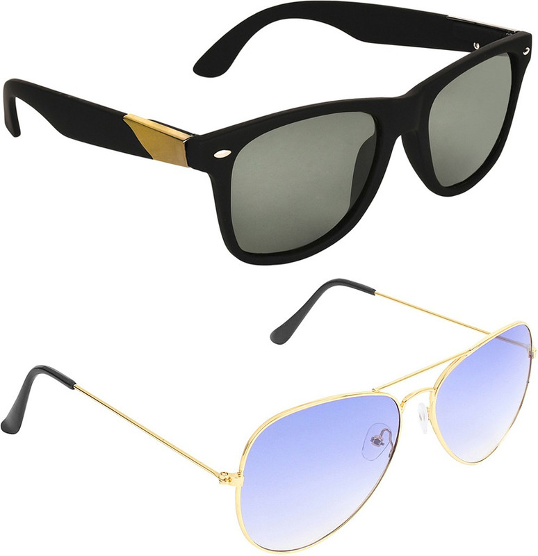 Zyaden Wayfarer, Aviator Sunglasses(Black, Violet)