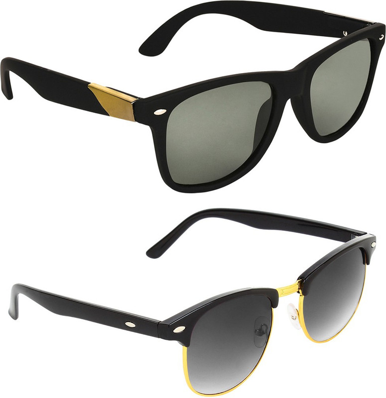 Zyaden Wayfarer, Clubmaster Sunglasses(Black, Black)