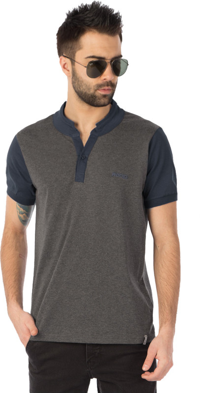 Buy Rodid Solid Men Henley Grey Dark Blue T Shirt Online at desertcartINDIA