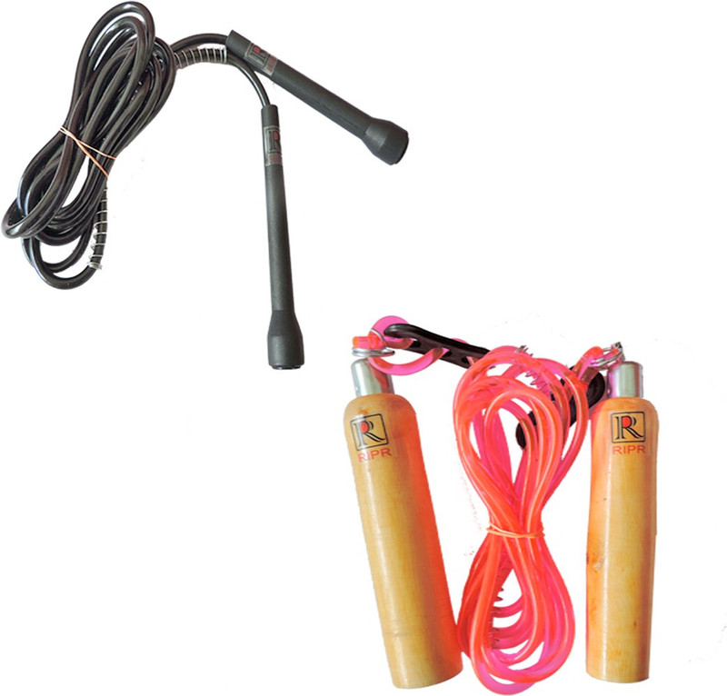 RIPR Pencil PVC and wooden skipping rope combo Freestyle Skipping Rope(Multicolor, Length: 279 cm)
