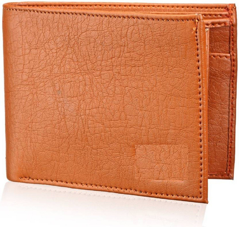 brown Men Brown Genuine Leather Wallet(5 Card Slots)