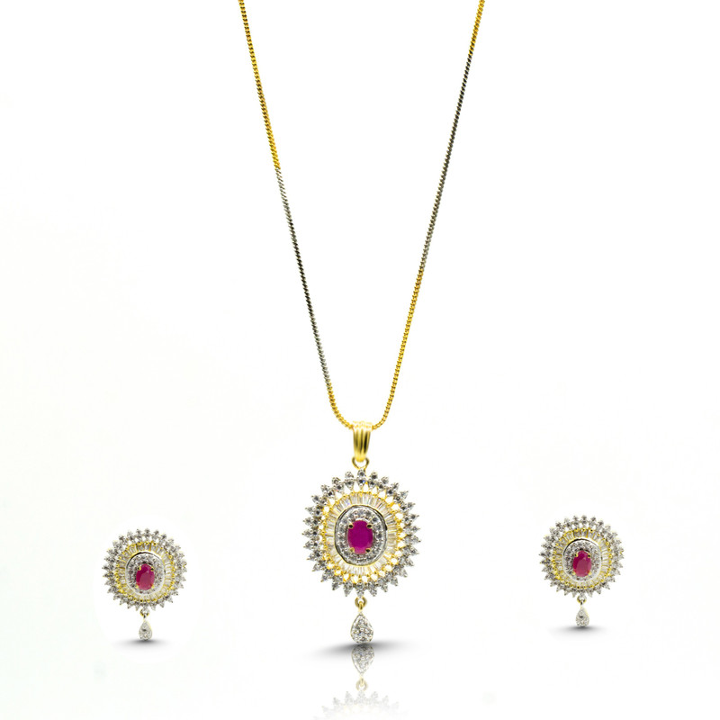 darsh jewel hut rounded pink ruby Gold-plated Brass