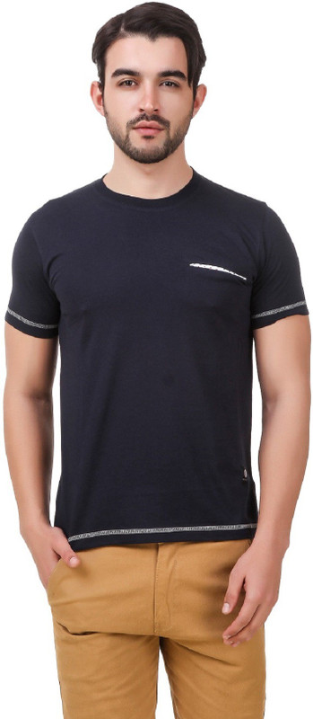 Men In Class Self Design Men Round Neck Blue T-Shirt