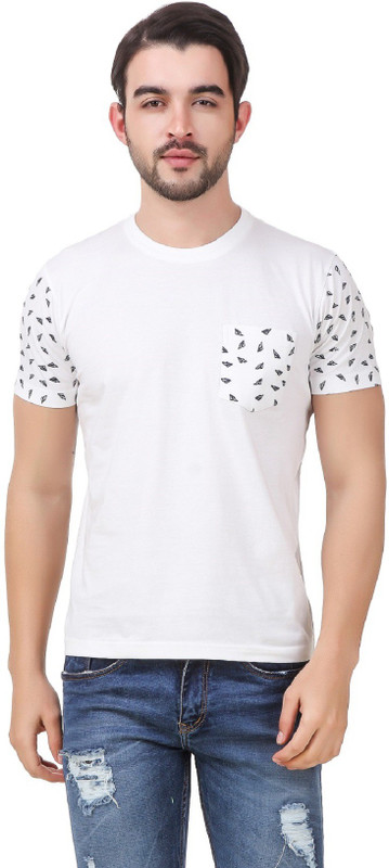Men In Class Self Design Men Round Neck White T-Shirt