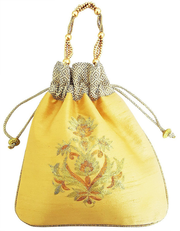 MEHRUNNISA Big Floral Embroidered Potli Bag Wristlet