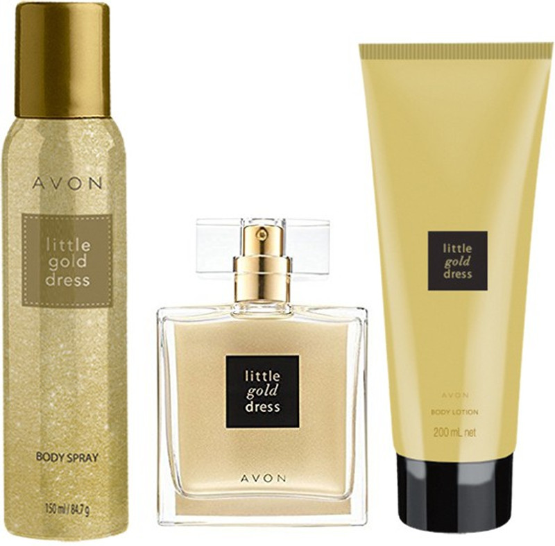 Avon Anew Little Gold Dress Combo (EDP + Deodorant + Skin Softener)(Set of 3)