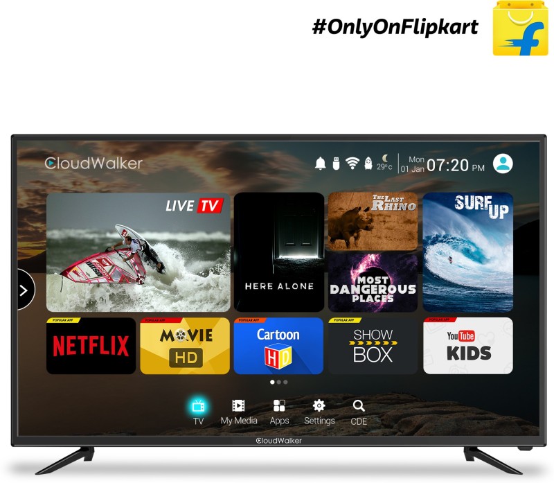 View CloudWalker Cloud TV 109cm (43) Full HD LED Smart TV Just ₹29,999 exclusive Offer Online(Appliances)
