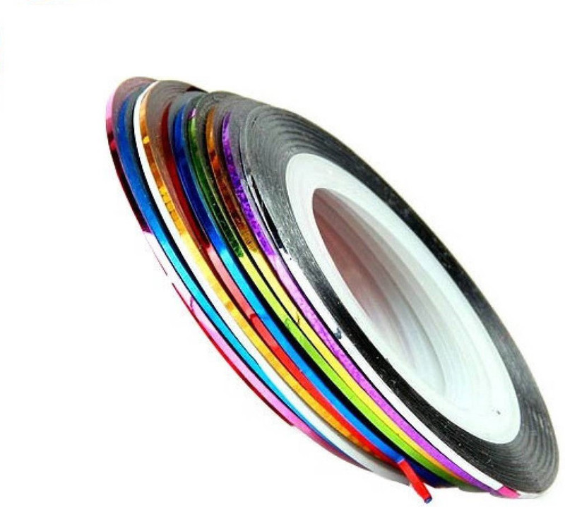 Azzuro 10 Mixed Color Nail Art Striping Rolls Tape Sticker Decoration(Multicolor)