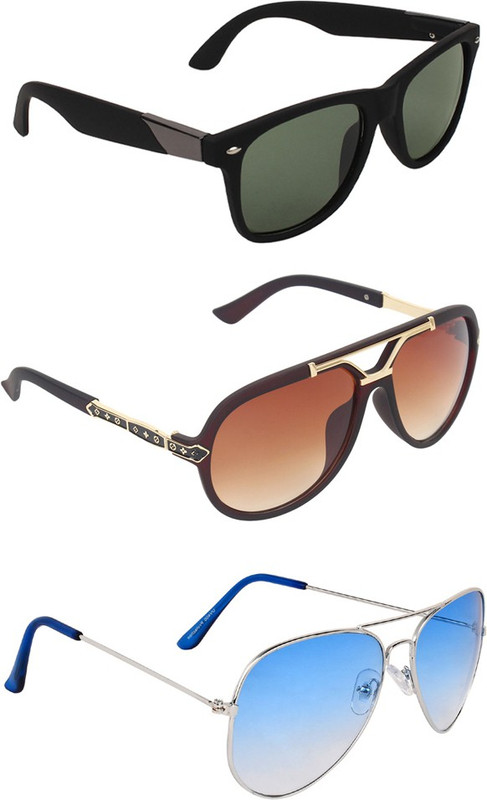 Zyaden Wayfarer, Aviator, Rectangular Sunglasses(Green, Brown, Blue)