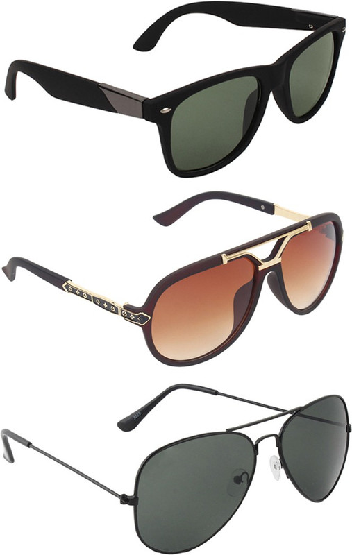 Zyaden Wayfarer, Aviator, Rectangular Sunglasses(Green, Brown, Black)