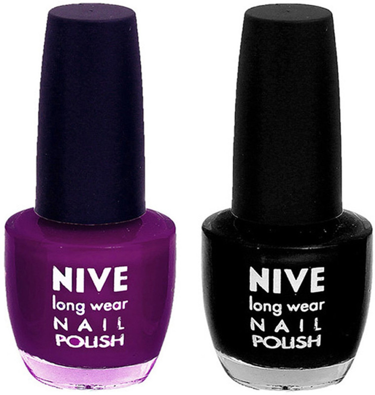 Nive Colour Blast Nail Polish (Set of 2 Nail Polish) Purple, Black(Pack of 2)