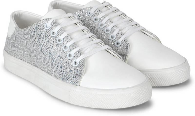 Chemistry Double Colour Lace Up Sneakers For Women(White)