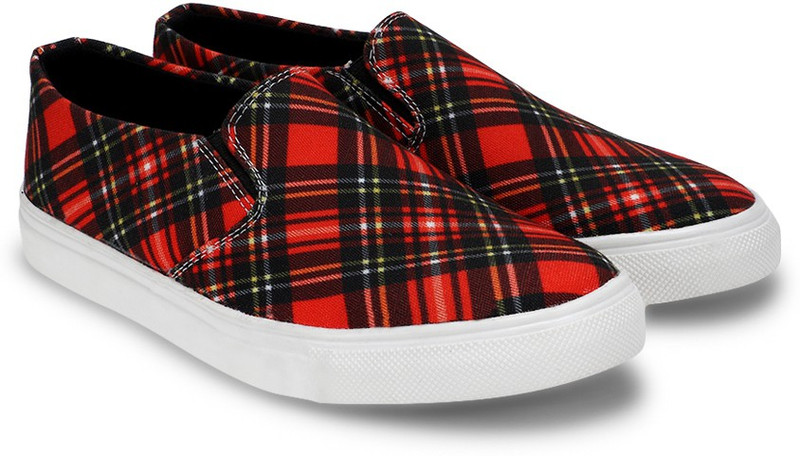 Chemistry Checkered Slip On For Women(Red)