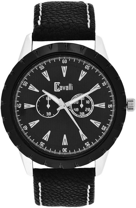 cavalli CW262 Black Designer Knife Design Leather Black Strap Analog Watch  - For Men