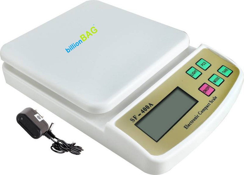 Billionbag Advanced Multi-Purpose SF 400A with Adaptor 10 Kg Digital Household Use And Backlight Weighing Scale(White)