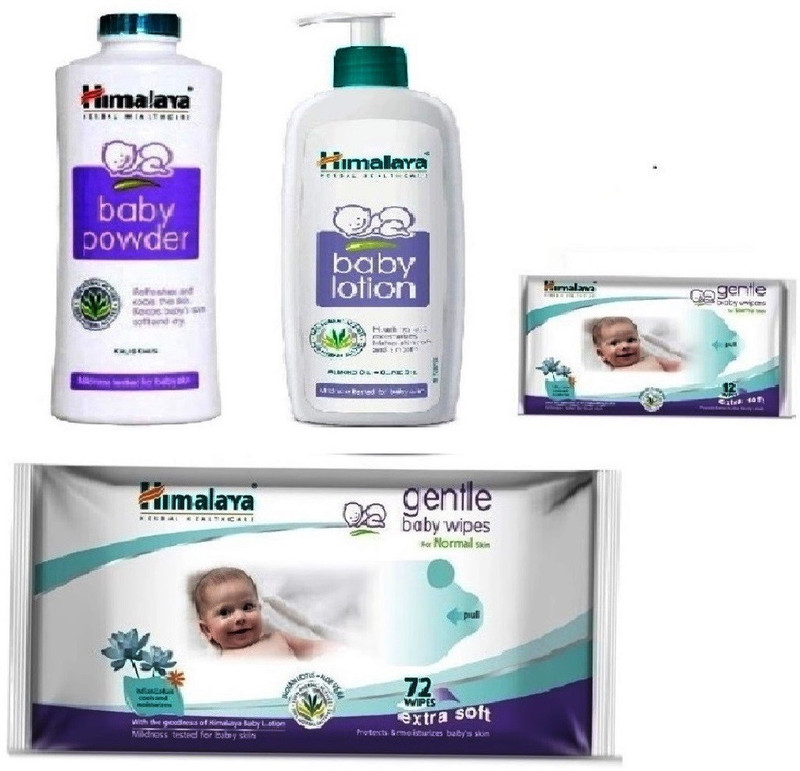 Himalaya Baby Care Combo (Powder 400 GM + Baby Lotion 400 ml + Baby Wipes 72 Pcs) Free 12 Pcs Wipes(White)