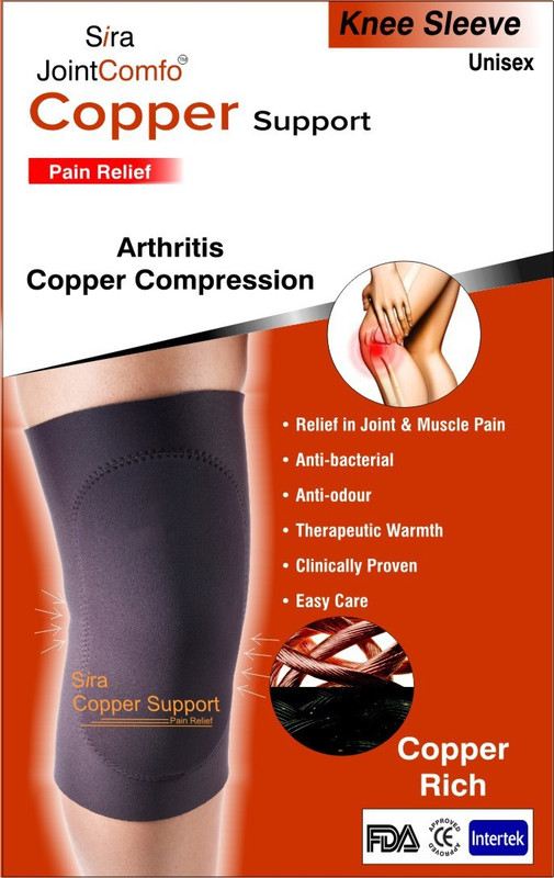 Sira Joint Comfo Sira Copper Compression Knee Sleeve Fitness Band(Black)