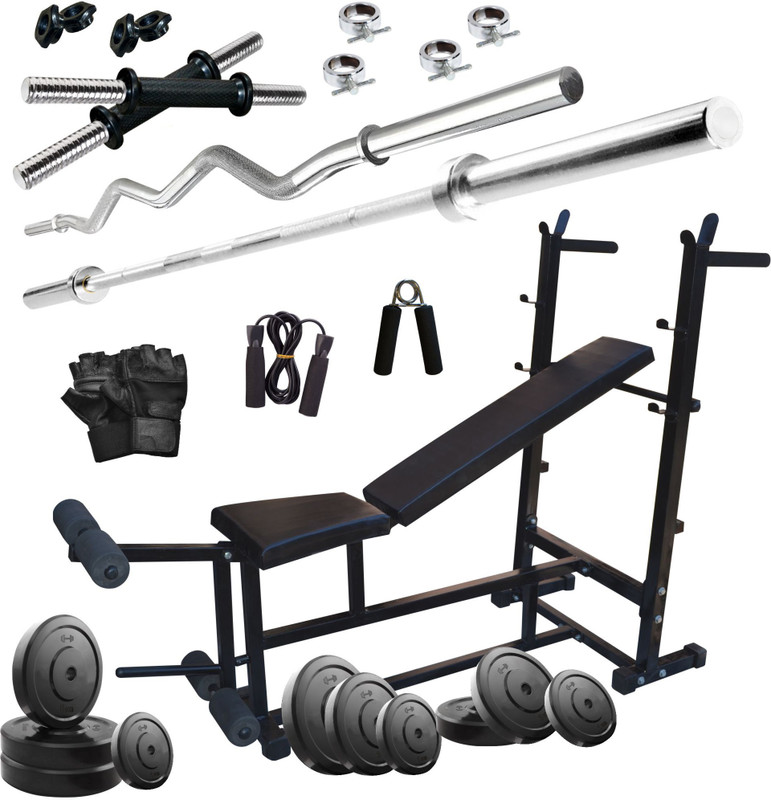 KRX 80 KG COMBO 25-WB WITH 6 IN 1 MULTIPURPOSE BENCH, Home Gym Kit