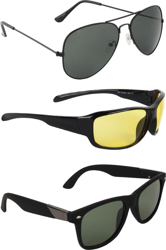 Zyaden Aviator, Wrap-around, Wayfarer Sunglasses(Black, Yellow, Black)