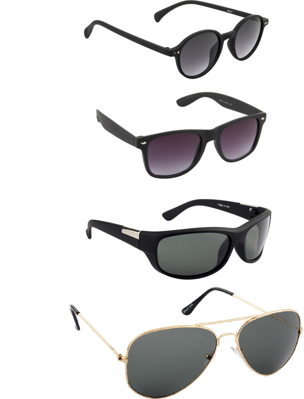 Irayz Oval Sunglasses(Green, Black)