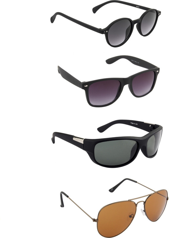 Irayz Oval Sunglasses(Brown, Black)