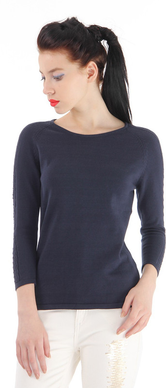 Pepe Jeans Solid Women Round Neck Dark Blue T-Shirt