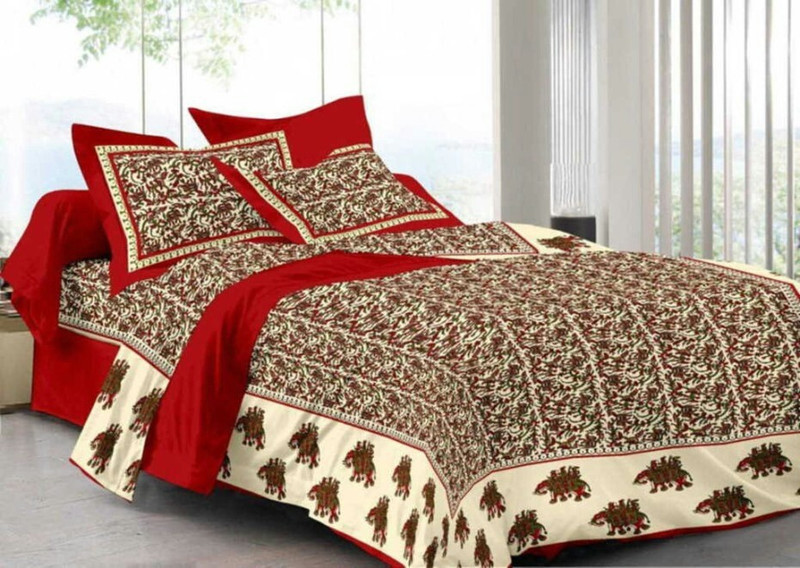 sanganeri cotton cotton 278 TC Cotton Double King Printed Bedsheet(Pack of 1, Multicolor)