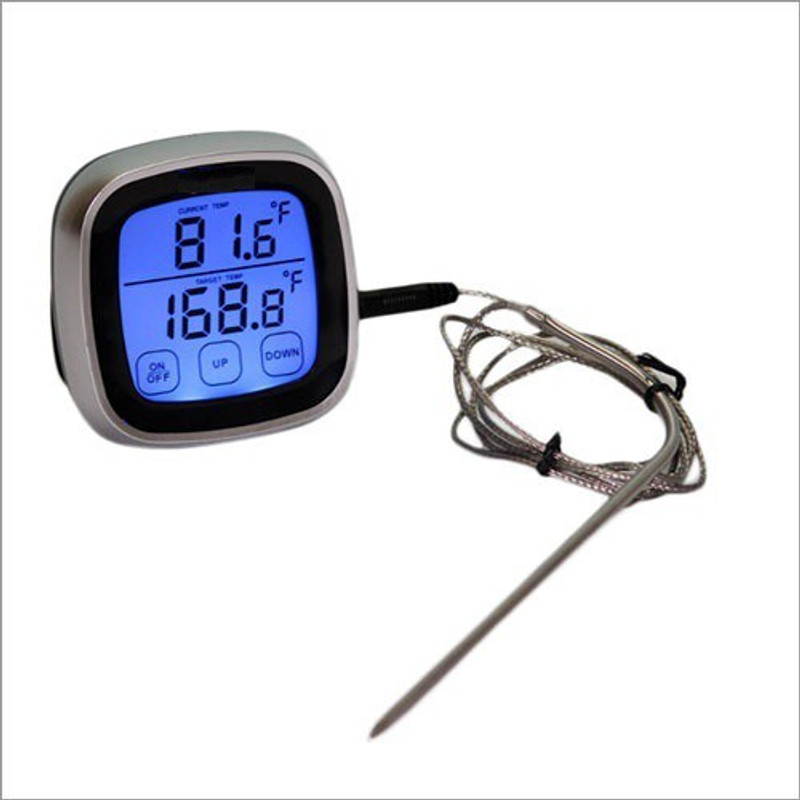 balrama Digtial Multi Stem Thermometer with Staniless Steel Covering Probe Sensor + Backlight and Touch Screen + Current Target Temperature Warning Buzzer -50°C to +300°C Magnetic Body Digital Thermometer(Silver, Black)