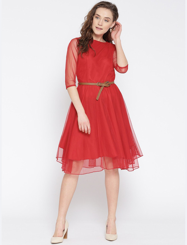 U And F Women Fit And Flare Red Dress | Desertcart Aruba