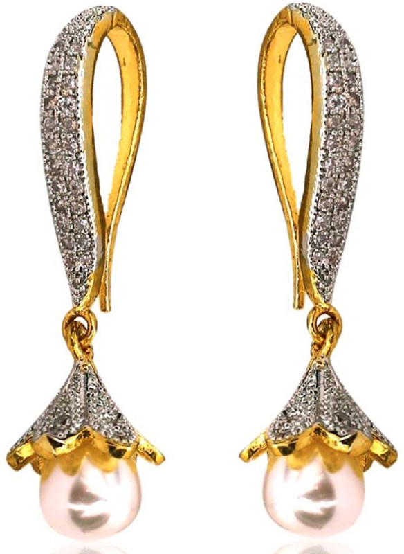 renaissance traders RE - 341 Long Bal Pearl Metal Drops & Danglers
