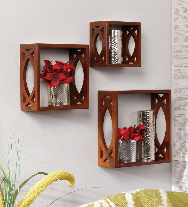 Onlineshoppee AFR1103 Wooden Wall Shelf(Number of Shelves - 3, Brown) RS.1199 (76.00% Off) - Flipkart
