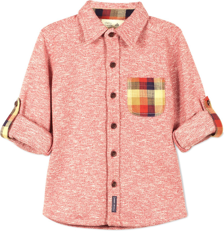 cherry crumble california Boys Solid Casual Red Shirt