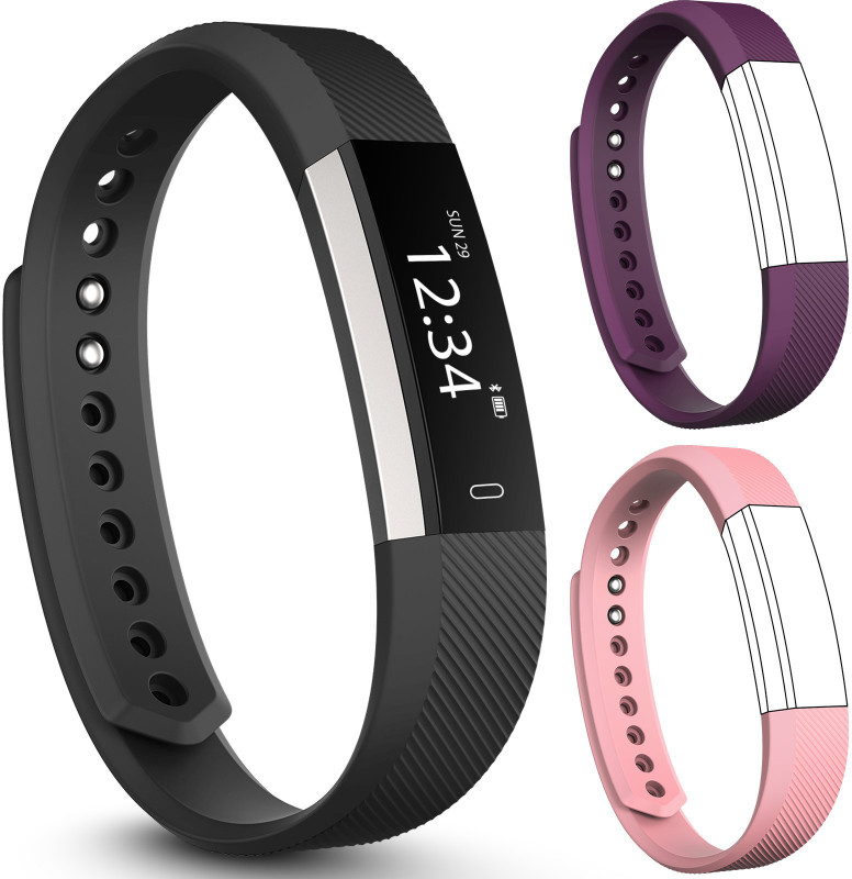 fbandz Altum-2Strap Fitness Smart Band(Purple, Pink Strap, Size : Free Size)