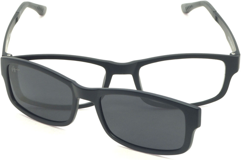 FIZAN Rectangular Sunglasses(Clear, Black)