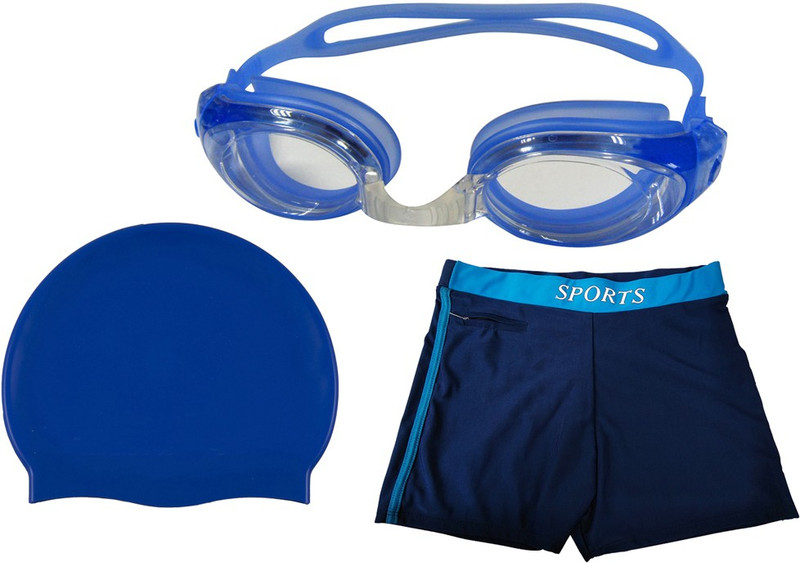 Golddust Swimming Goggles, Silicone Cap with Swim Shorts Swimming Kit