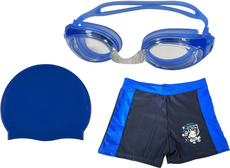 Golddust Swimming Goggles, Silicone Cap with Kids Swim Shorts Swimming Kit