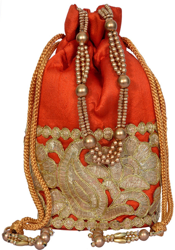 Craft Trade Ethnic Rajasthani Potli Bag For Women Potli(Orange)