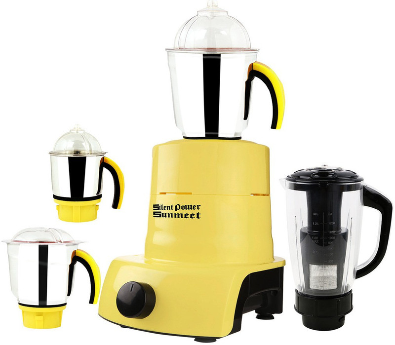 SilentPowerSunmeet ABS Plastic Body Brand Outlet model_MA_445 ABS Plastic YPMA17_445 600 W Juicer Mixer Grinder(Yellow, 4 Jars)